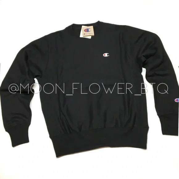 Champion Reverse Weave Crew Neck Sweatshirt Black - Picture 2 of 14